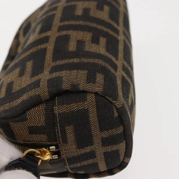 FENDI Zucca Canvas Pouch Black Brown Auth 121373 - Picture 6 of 16